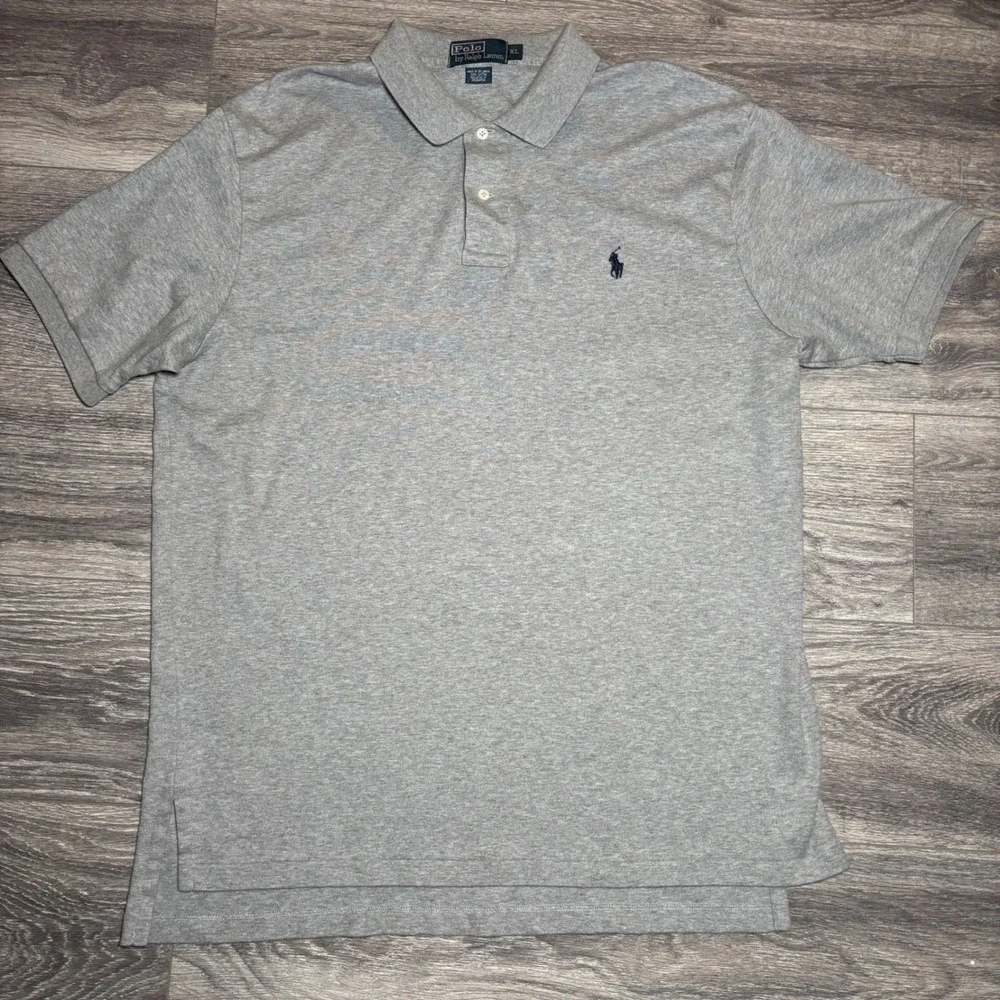Polo‎ Ralph Lauren Mens XL Heather Grey Short Sleeve Cotton Polo Shirt Pony Logo